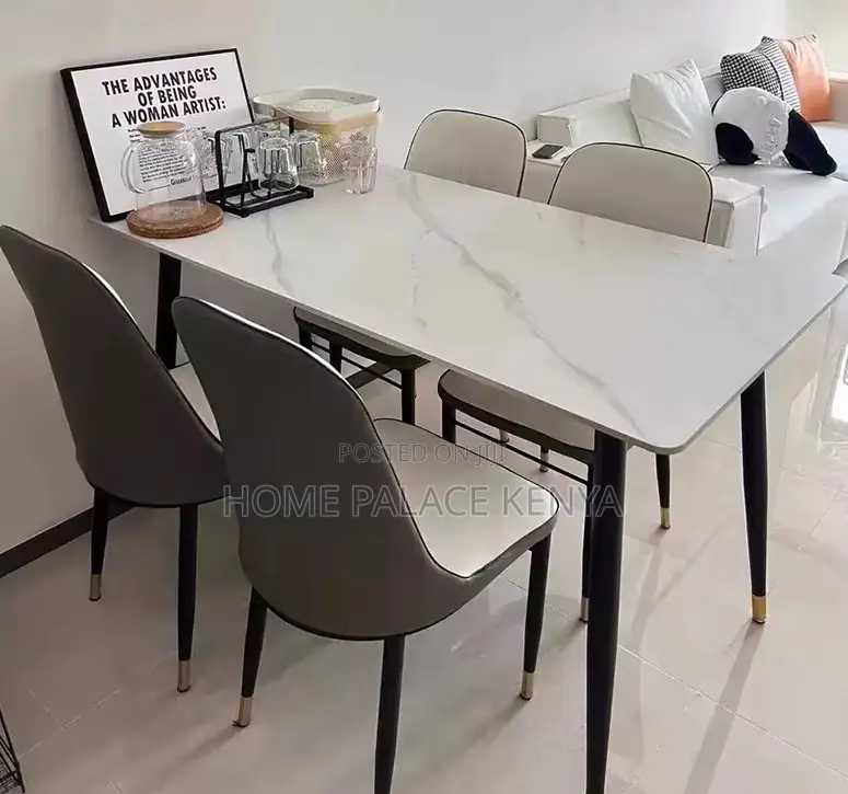 Home Dining: 4 Seater Marble Top Dining Set