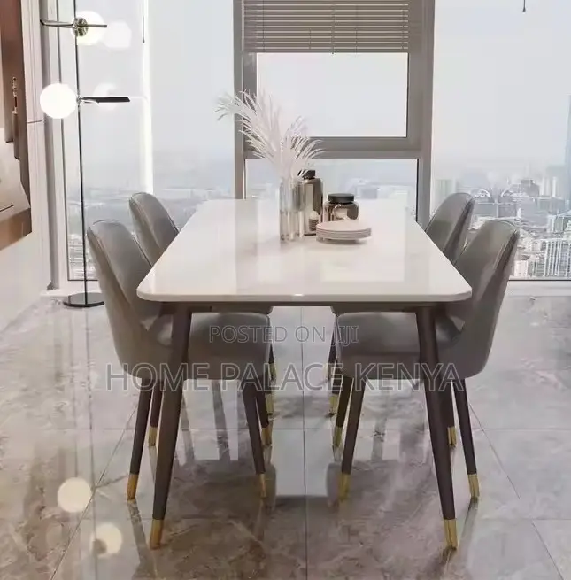 Home Dining: 4 Seater Marble Top Dining Set
