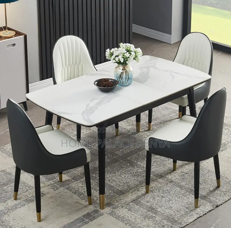 Home Dining: 4 Seater Marble Top Dining Set