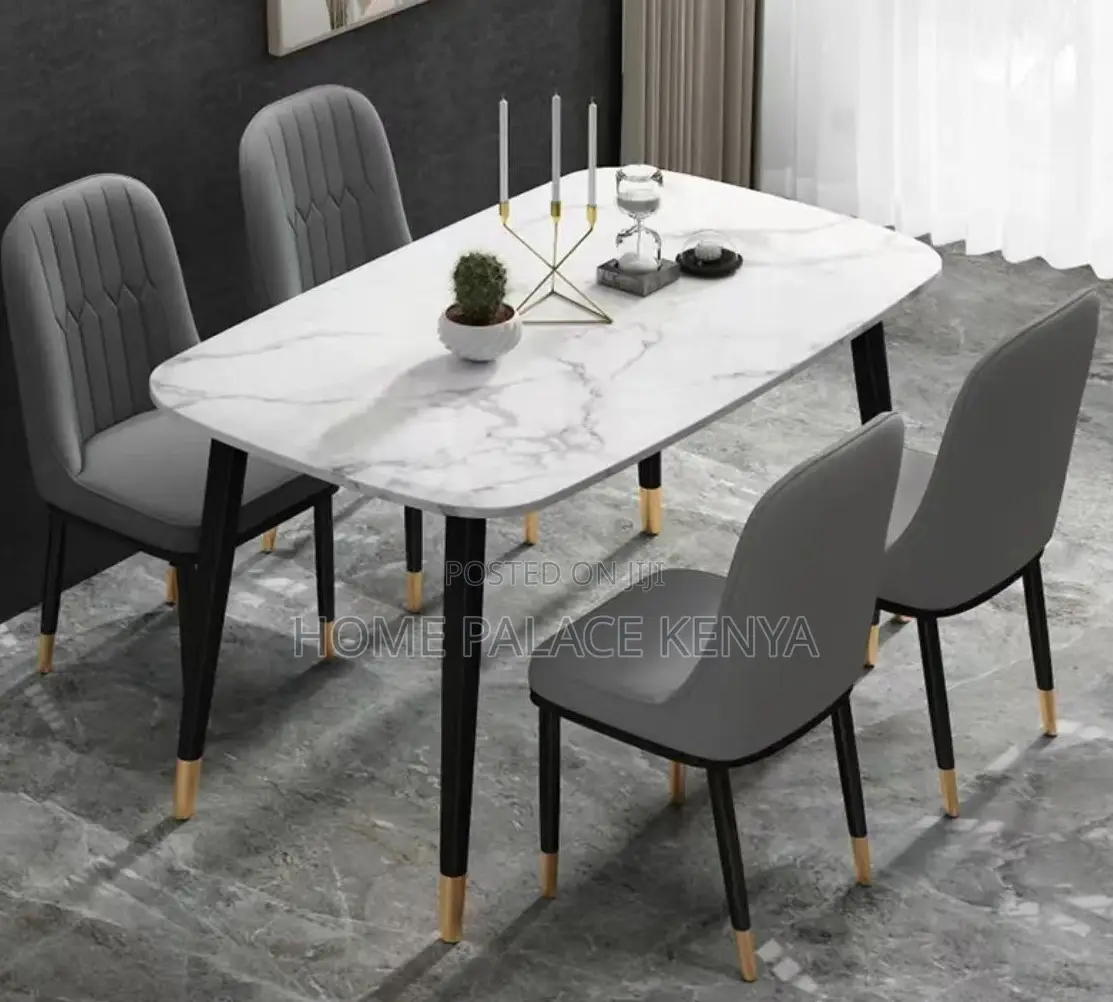 Home Dining: 4 Seater Marble Top Dining Set