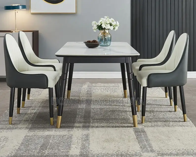 Home Dining: 4 Seater Marble Top Dining Set