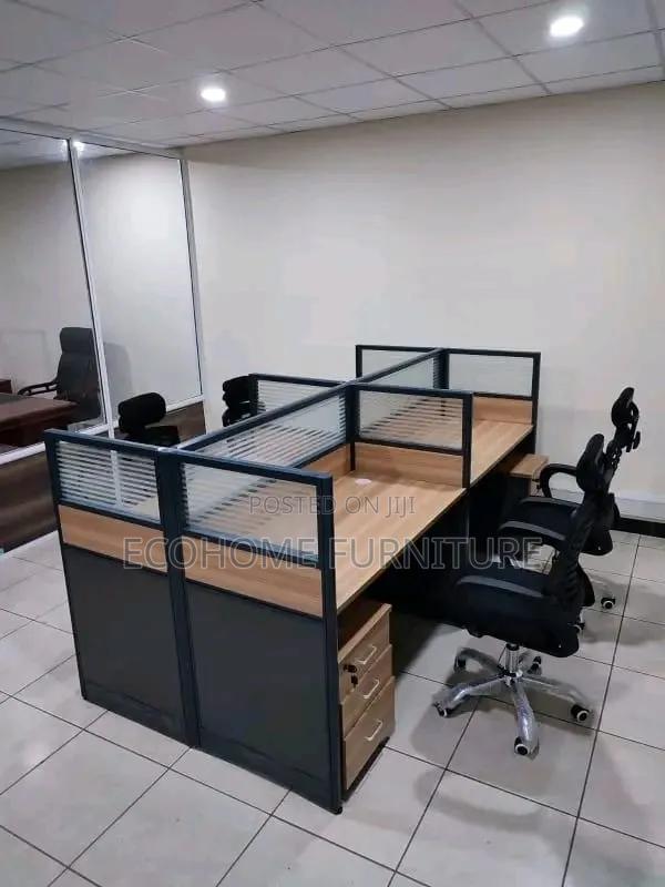 Black 4 Way With Brown Top Workstation - main view