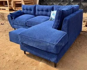 Modern Blue Fabric L-Shaped Sofa