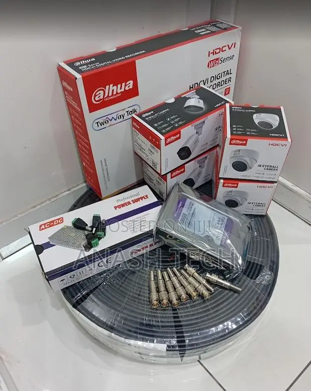 Dahua 4 Channels 4 Cameras Complete Kit CCTV Cameras Package Full Kit