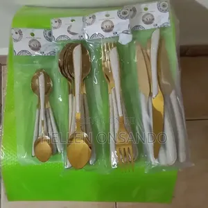 24 Piece Gold Cutlery Set