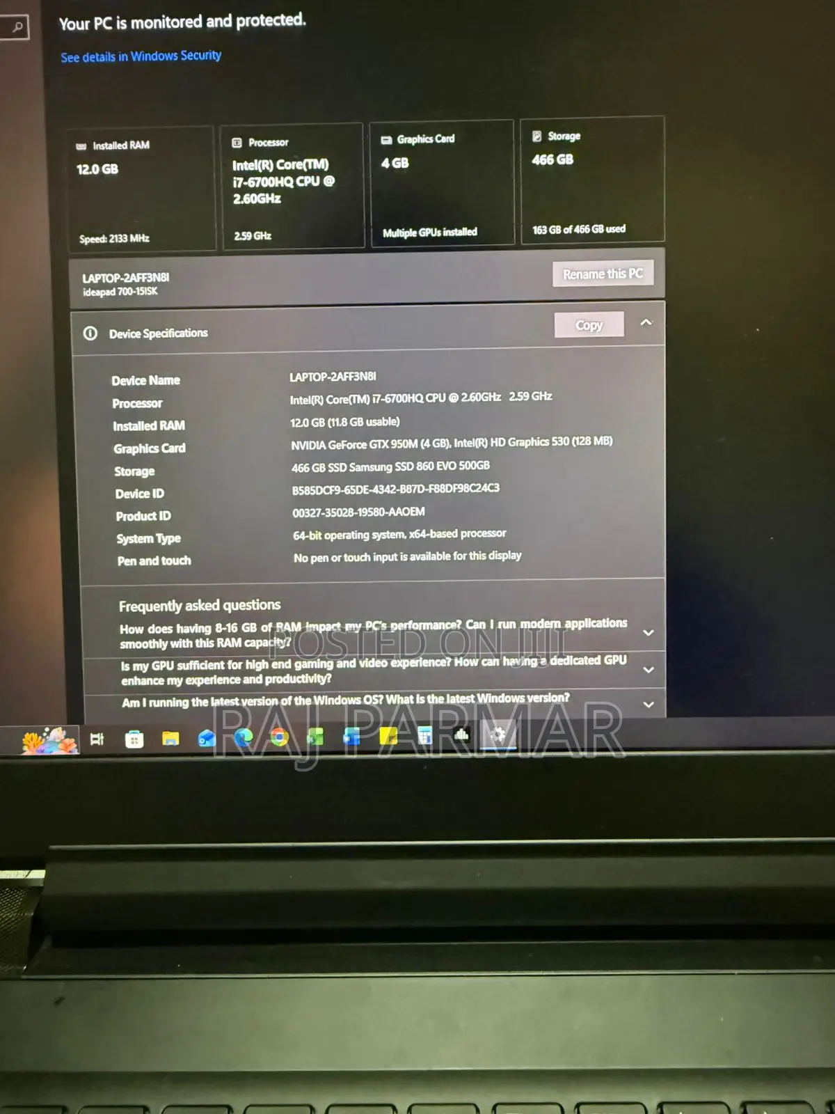 Laptop Lenovo 12GB Intel Core i7 SSD 500GB