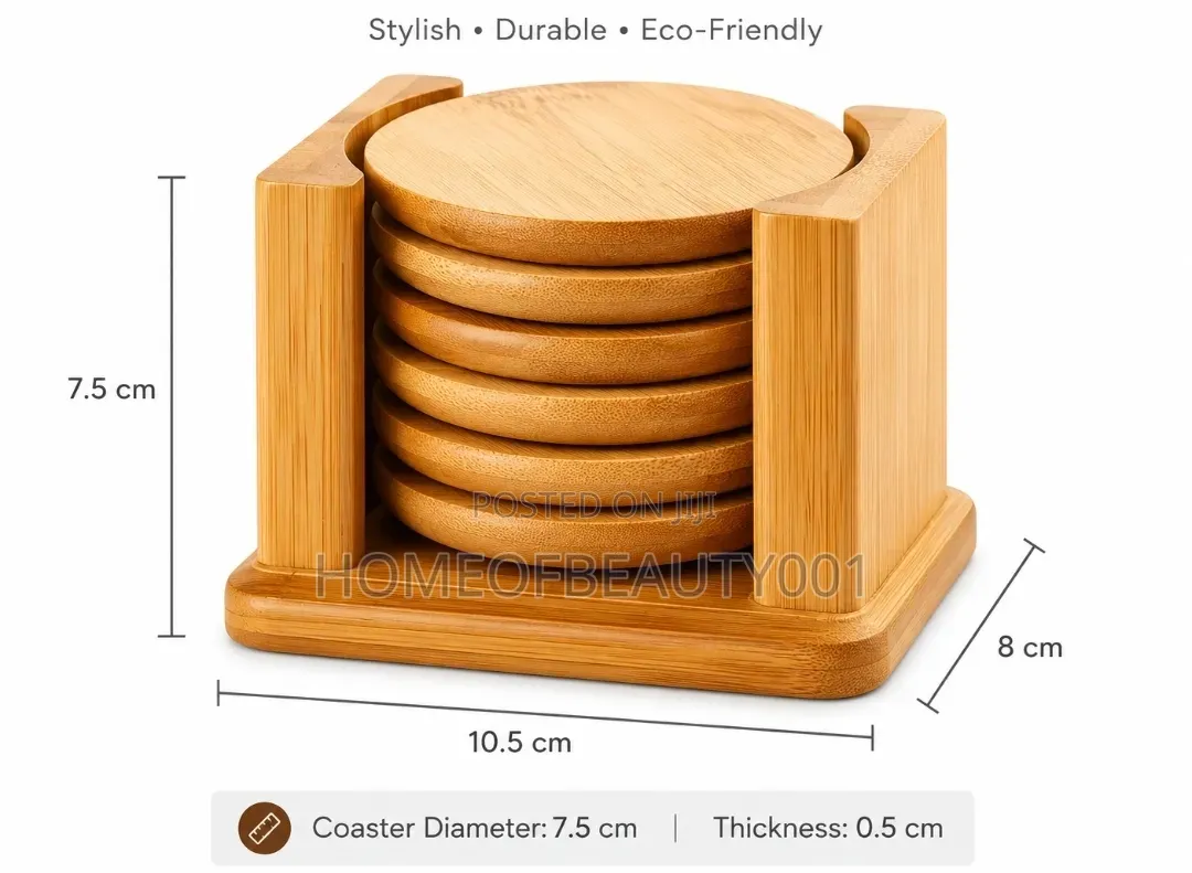 Elegant Bamboo Coaster Set.