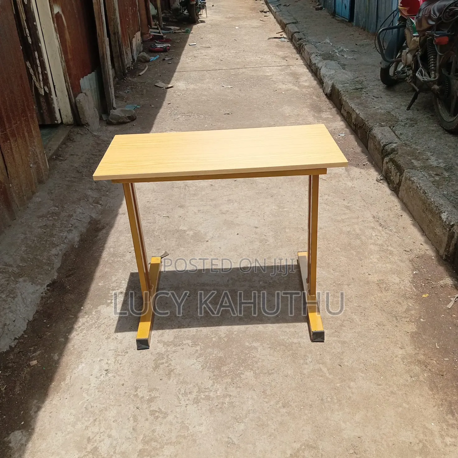 College Table With Wood and Powder Coated Frame