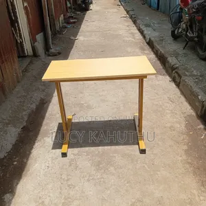 College Table With Wood and Powder Coated Frame