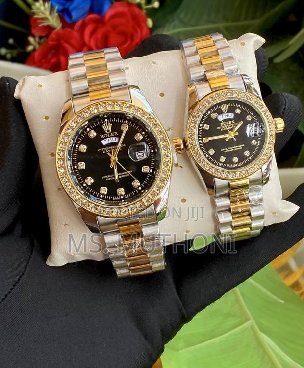 Couples Rolex Stone / Rhinestone Detailing on the Bezel - main view
