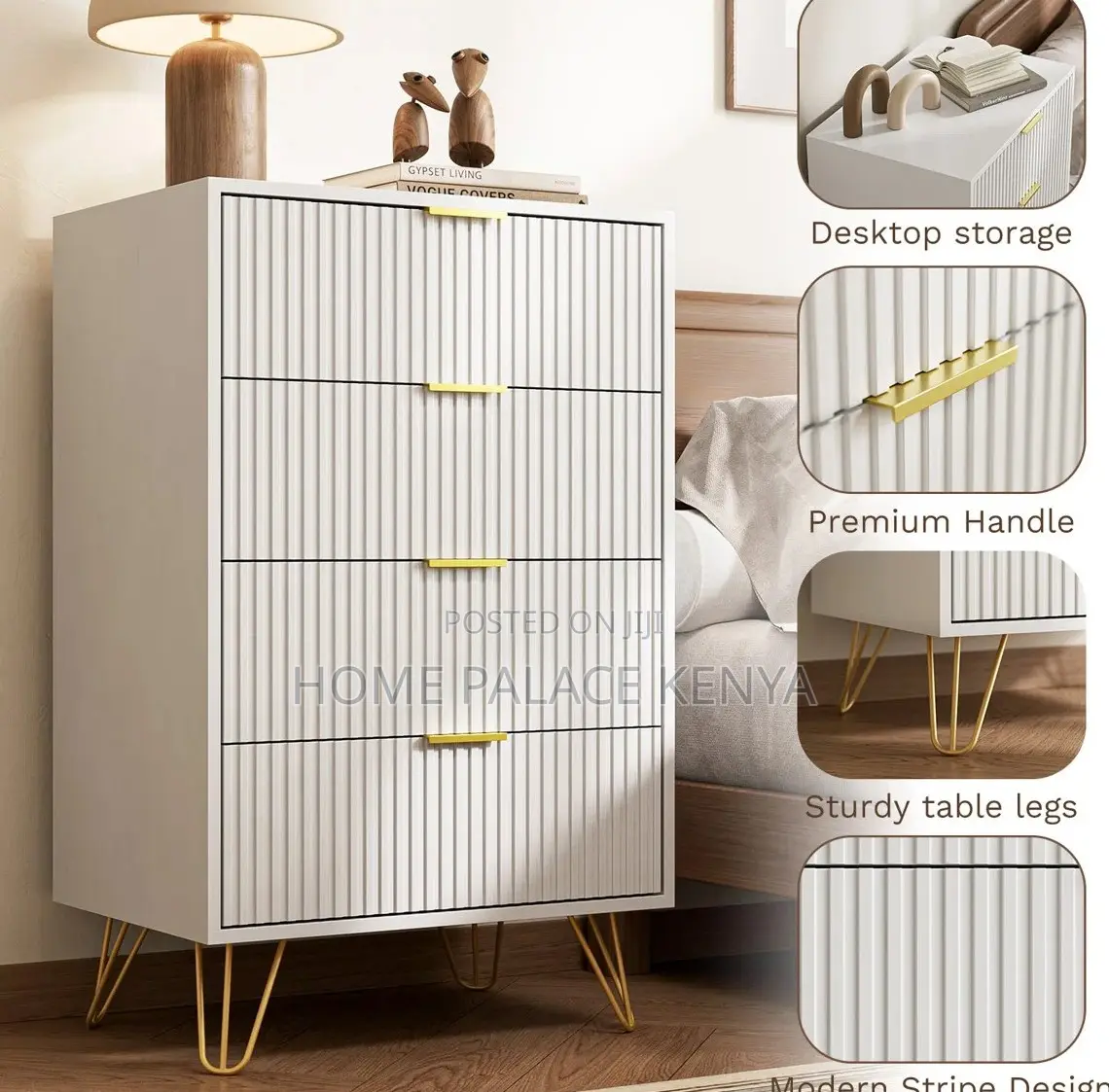 Chest of Drawers: 4 Drawer Wooden Nightstand