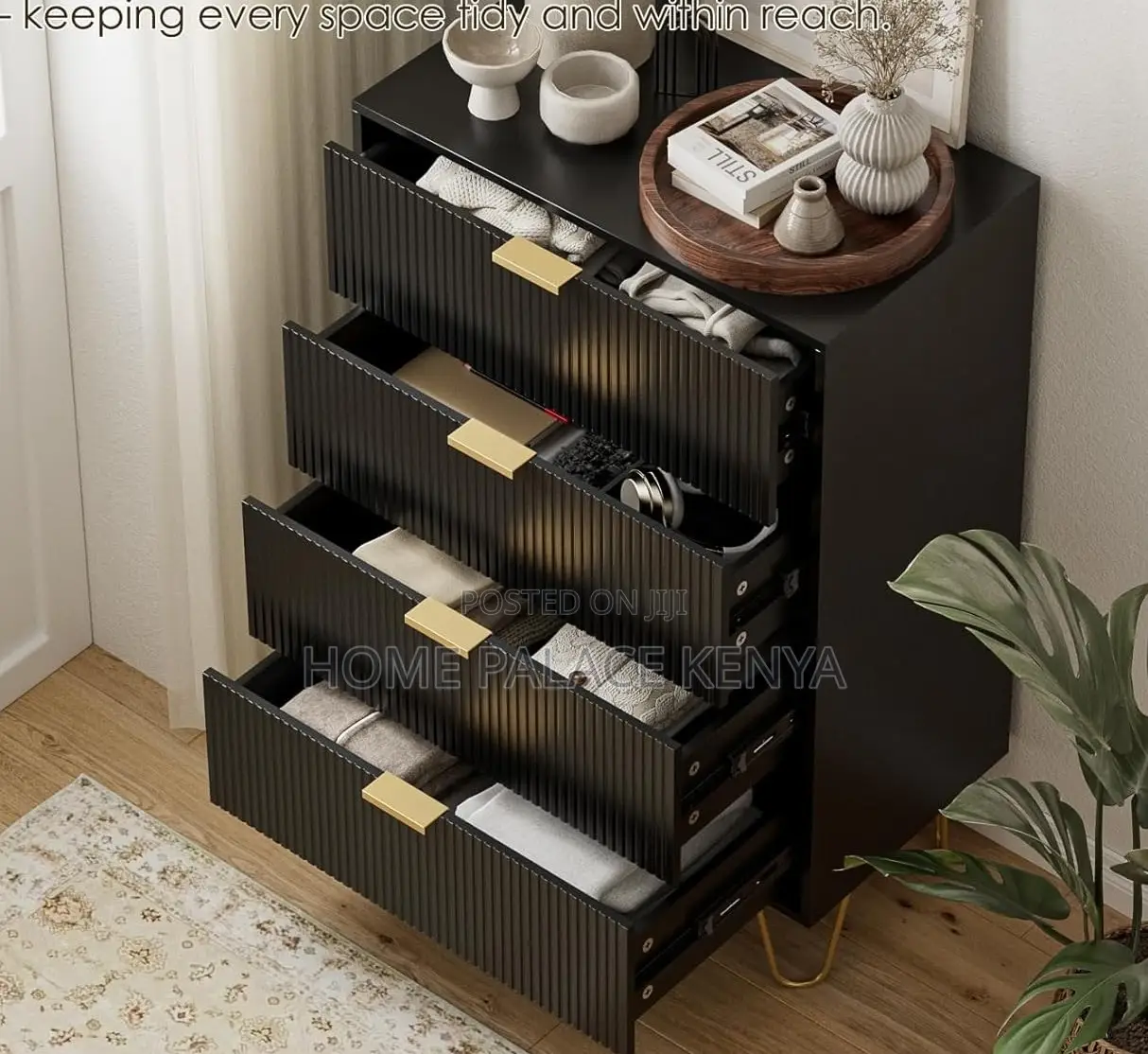 Chest of Drawers: 4 Drawer Wooden Nightstand