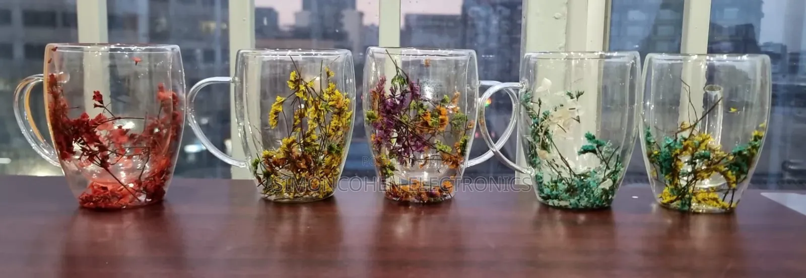 350ml Real Flowers Unbreakable Double Wall Acrylic Cup/Mug