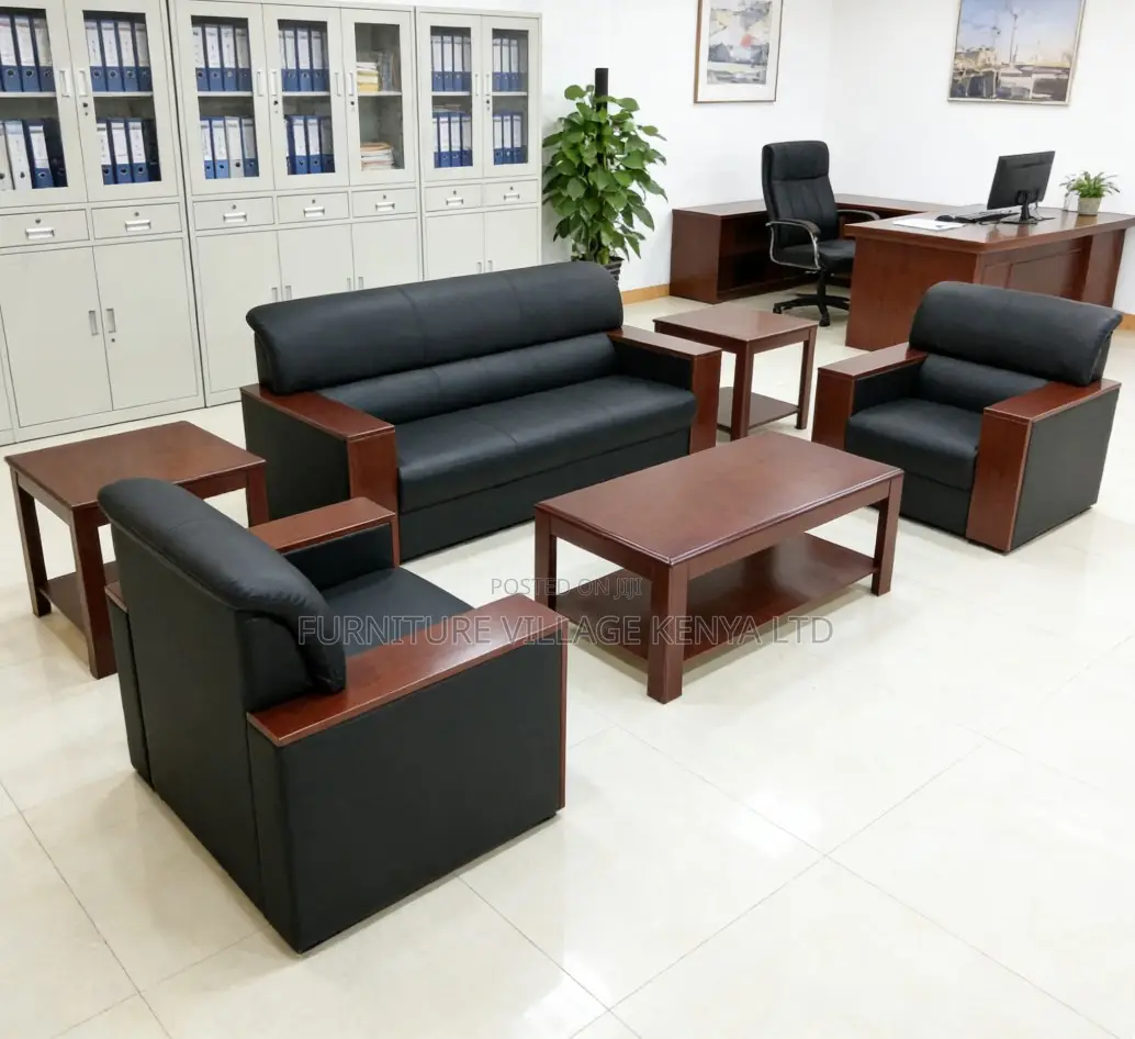 Leather Business Reception 5-Seater Sofa Set