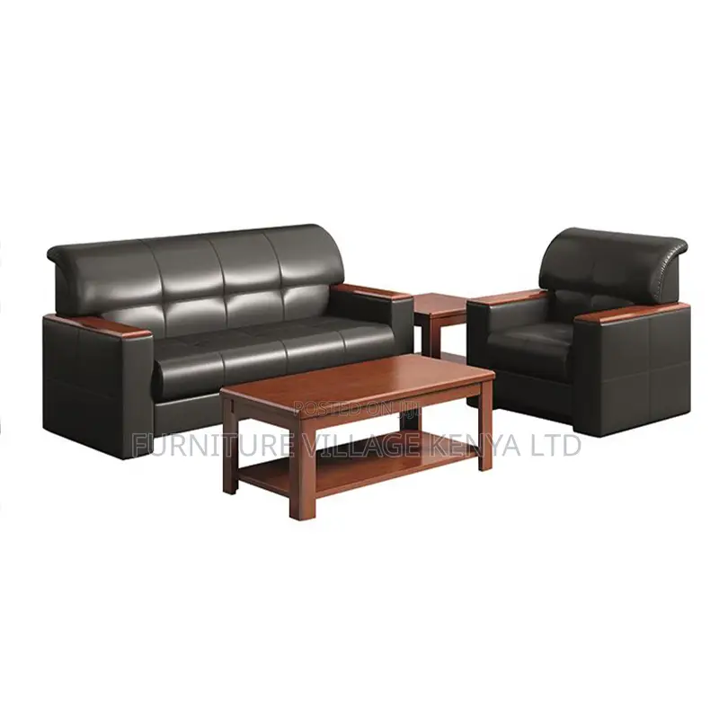 Leather Business Reception 5-Seater Sofa Set