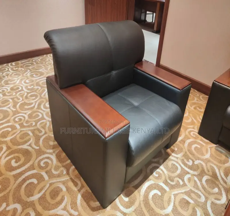 Leather Business Reception 5-Seater Sofa Set