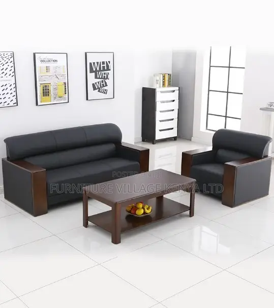 Leather Business Reception 5-Seater Sofa Set