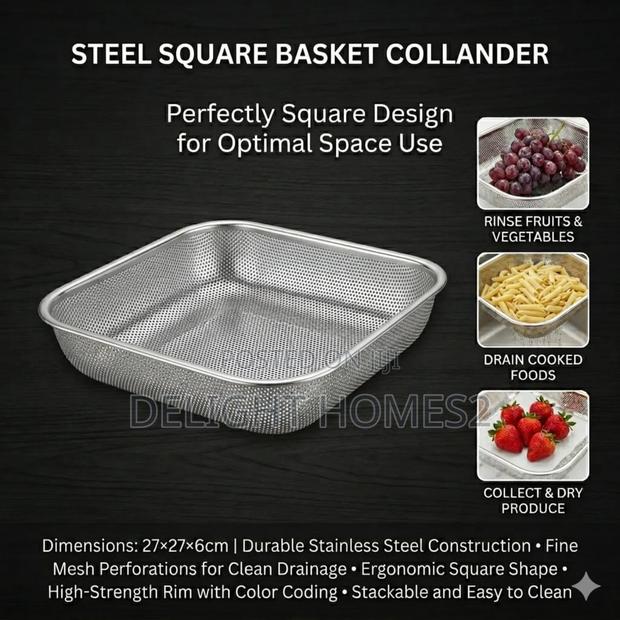 Steel Square Basket Colander_b