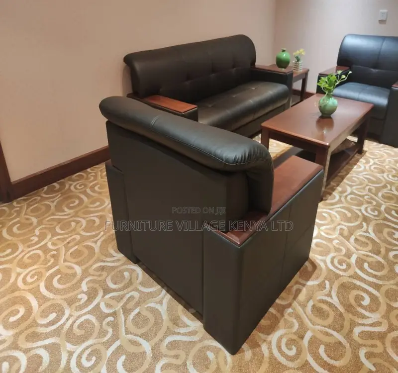 Leather Business Reception 5-Seater Sofa Set