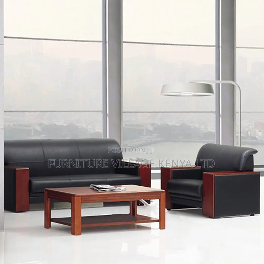Leather Business Reception 5-Seater Sofa Set