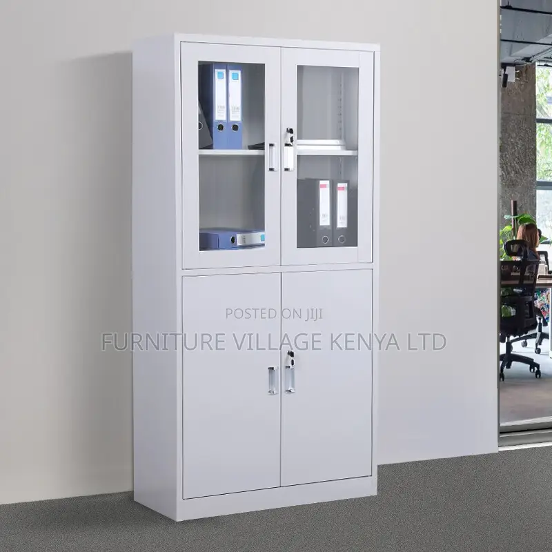 2-Door Half Glass Lockable File Storage Cabinet
