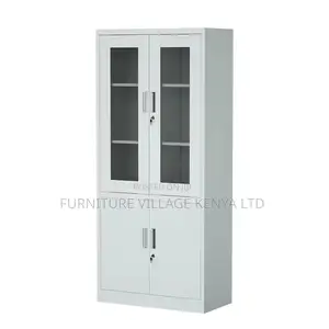 2-Door Half Glass Lockable File Storage Cabinet