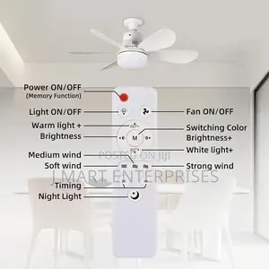 Smart Led Ceiling Fan Light Remote Control, White,