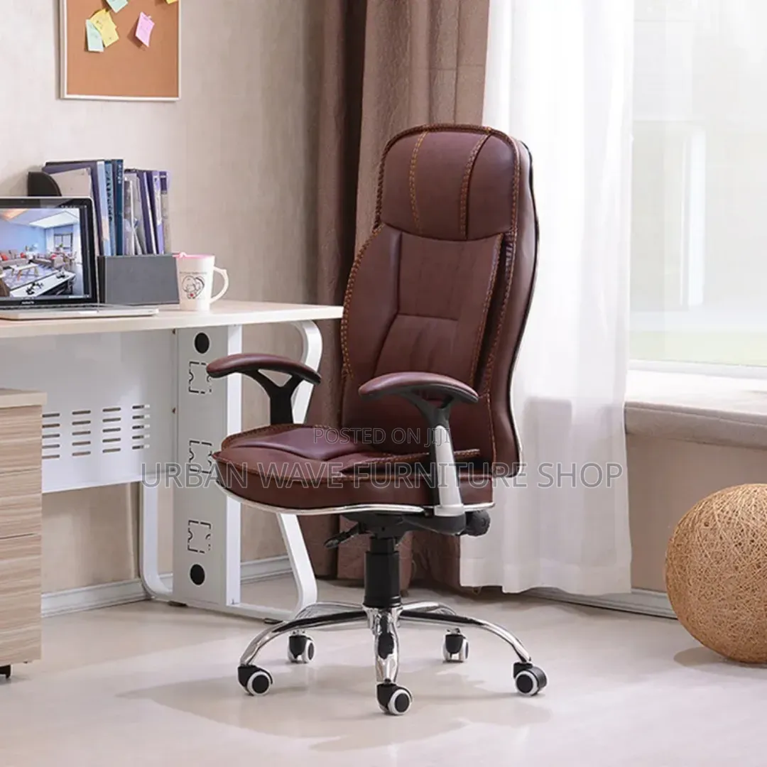 Swivel Brown Leather Chair