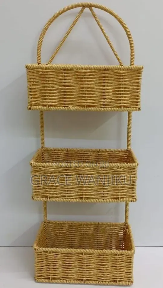 3 Layer Shower Caddy* Material: Hand Woven Rattan Durable