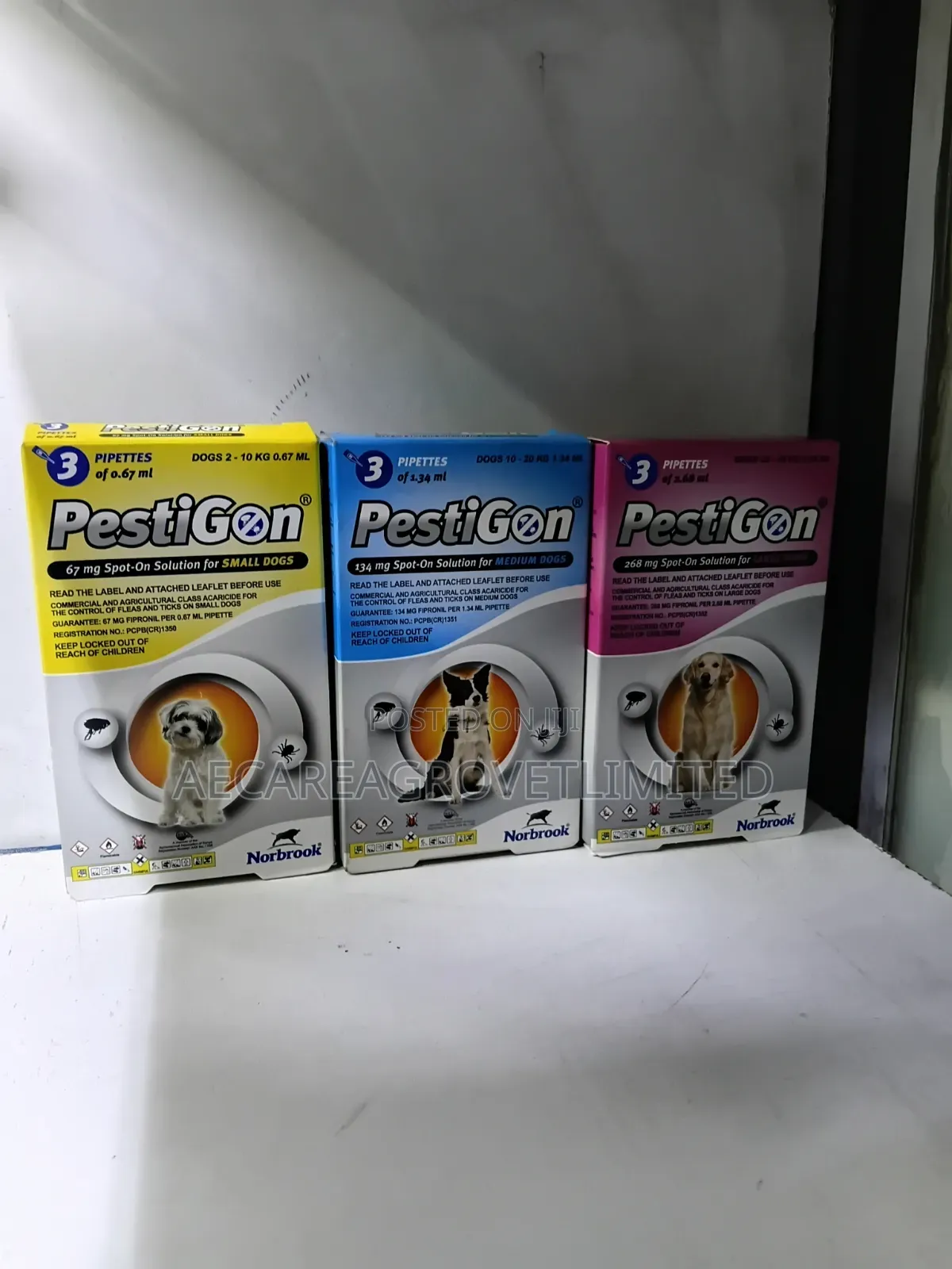 Pestigon Spot-on Pippete 0.67ml Small, 1.34ml Medium, 2.68ml Large Dog