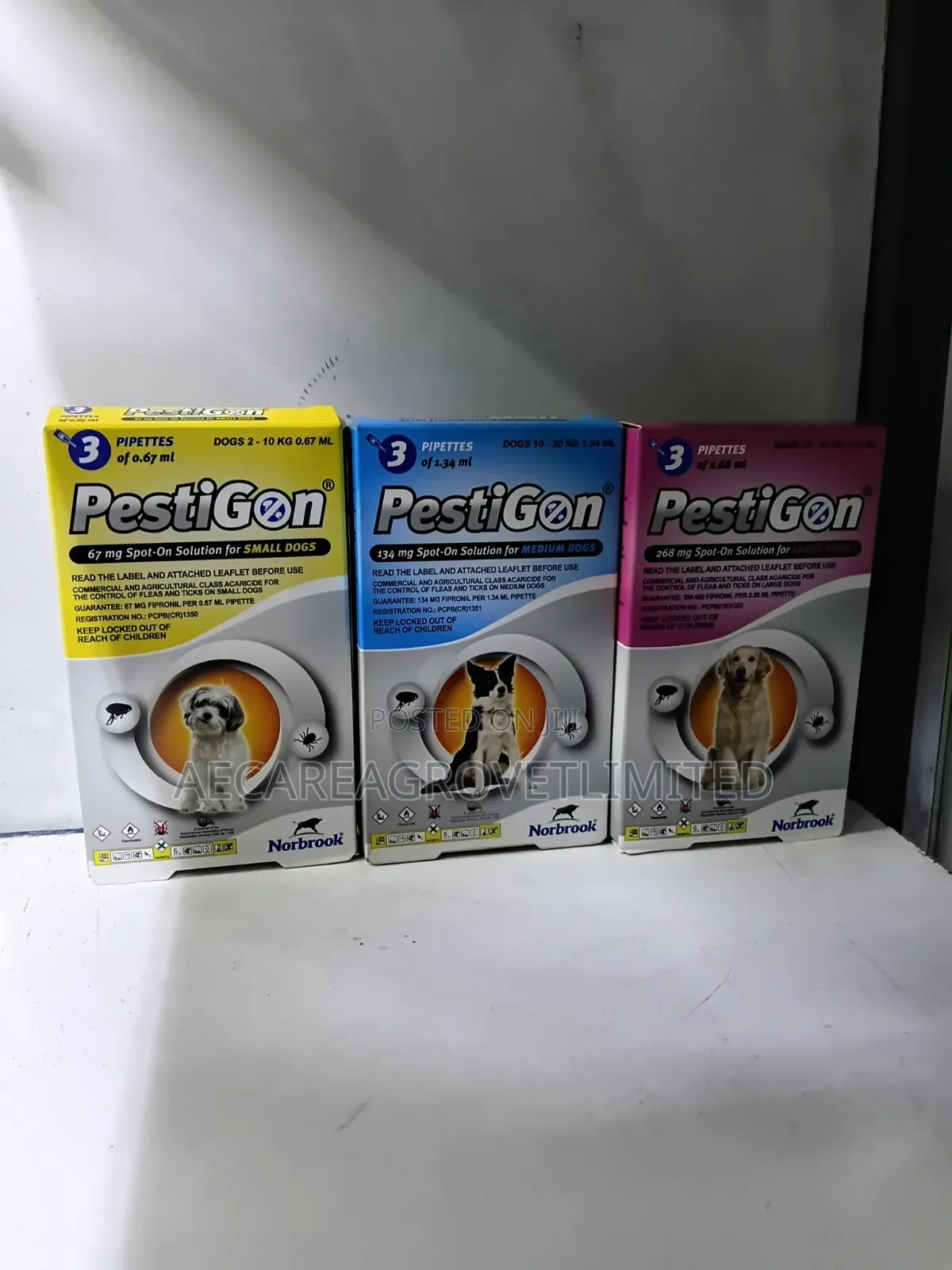 Pestigon Spot-on Pippete 0.67ml Small, 1.34ml Medium, 2.68ml Large Dog