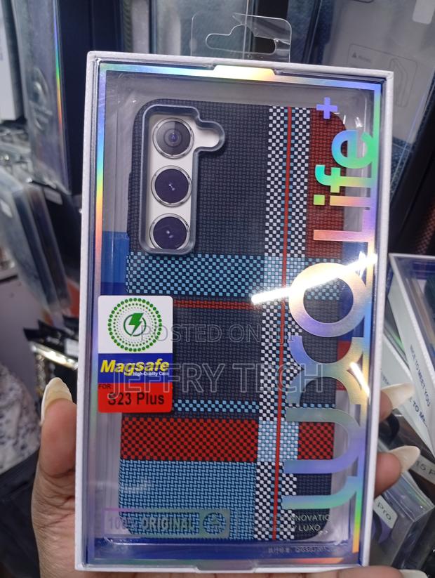 Samsung Galaxy S23 Plus Multi-Colored Patchwork Fabric Look Case