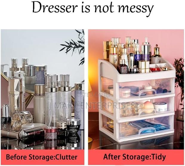 Makeup Organizer With 3 Drawers Storage for Cosmetic Display Cases - thumbnail 2