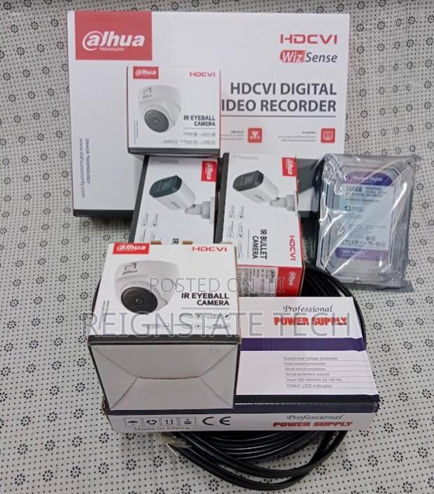 3 Dahua CCTV Security Surveillance Cameras Complete Sales Package