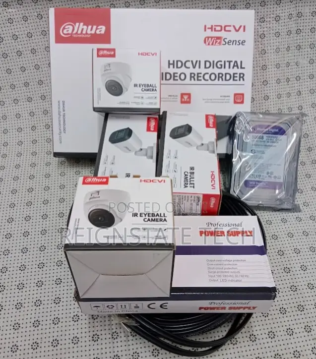 3 Dahua CCTV Security Surveillance Cameras Complete Sales Package