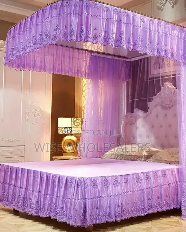 Portable Purple Mosquito Net With Metallic Stand