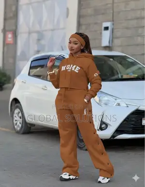 Heavy Home Branded Cropped Hoodie and Button-Side Sweatpants Set