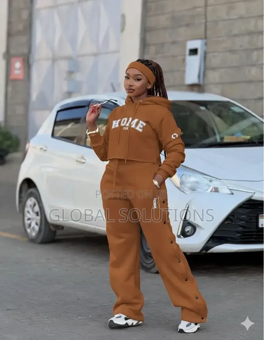 Heavy Home Branded Cropped Hoodie and Button-Side Sweatpants Set