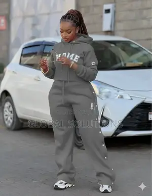 Heavy Home Branded Cropped Hoodie and Button-Side Sweatpants Set