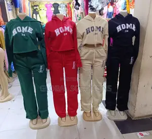 Heavy Home Branded Cropped Hoodie and Button-Side Sweatpants Set