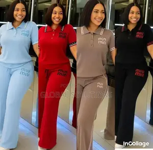 Stylish Miu Miu Two-Piece Polo and Lounge Pant Sets