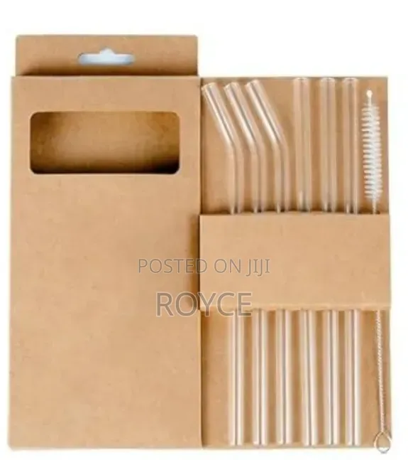 6pc Clear Borosilicate Straw Set