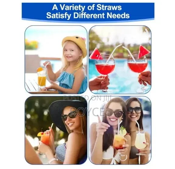 6pc Clear Borosilicate Straw Set