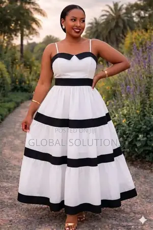 Tiered Maxi Dress With Black Banded Spaghetti Straps