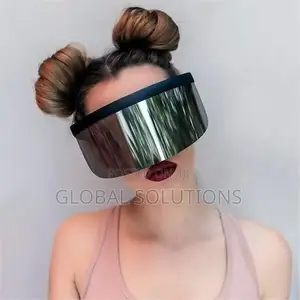 Oversized Futuristic Shield Sunglasses With a Mirrored Lens