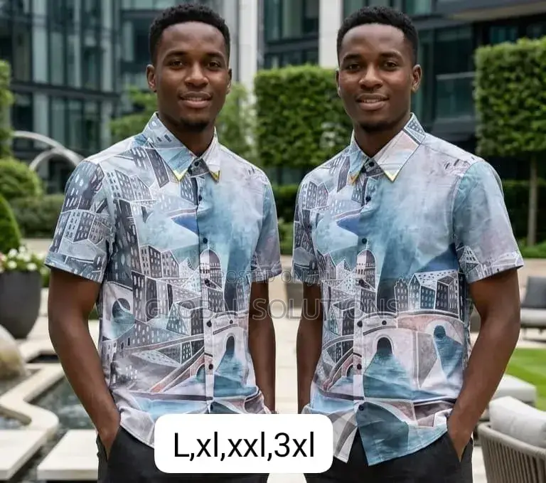 Luxury Baroque-Style Short-Sleeve Button-Down Shirts