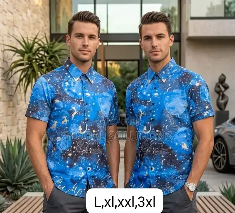 Luxury Baroque-Style Short-Sleeve Button-Down Shirts