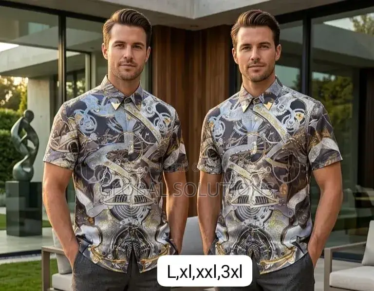 Luxury Baroque-Style Short-Sleeve Button-Down Shirts