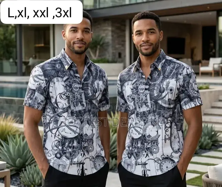 Luxury Baroque-Style Short-Sleeve Button-Down Shirts