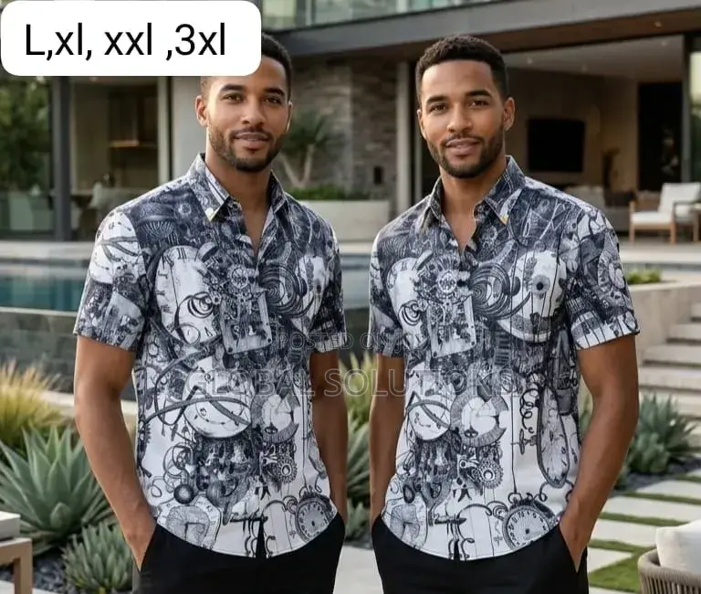 Luxury Baroque-Style Short-Sleeve Button-Down Shirts